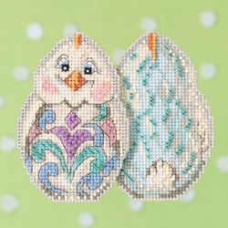 White Chick cross stitch/beading kit